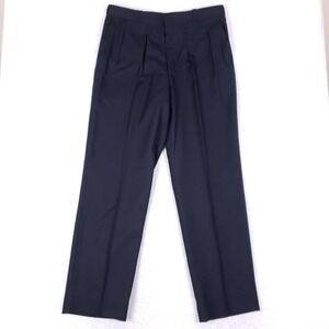 M and H Navy Blue Double Pleated Dress Pants Mens 38R‎ Straight Leg Trousers